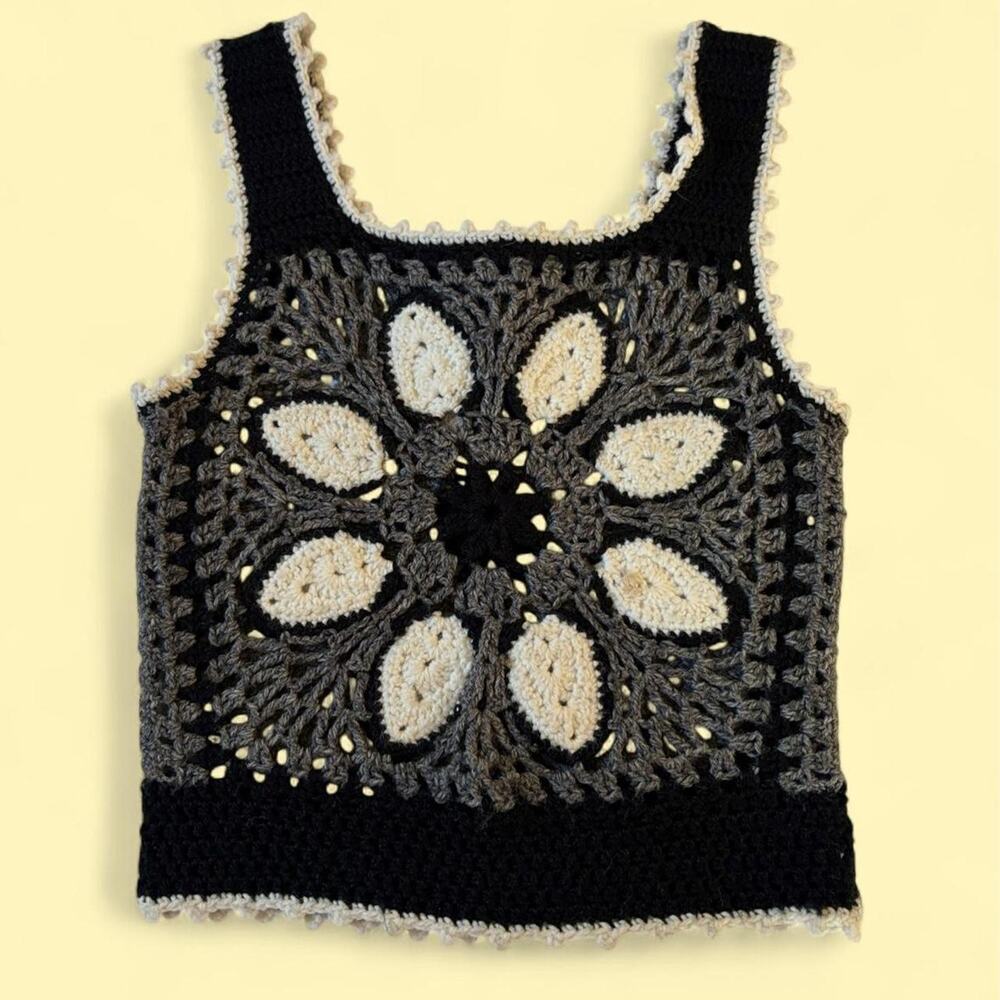 Handmade Crochet Black, White & Grey Tank